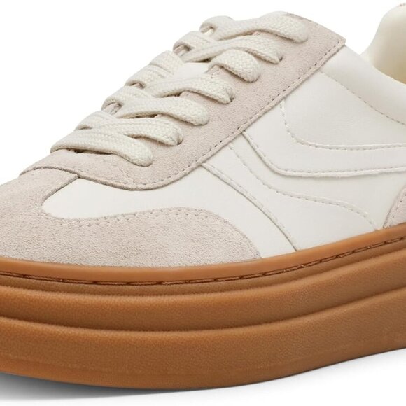 Shoes - Women's Sneaker Suede Leather 7.5 Bone Multi Lace-up Casual Athletic